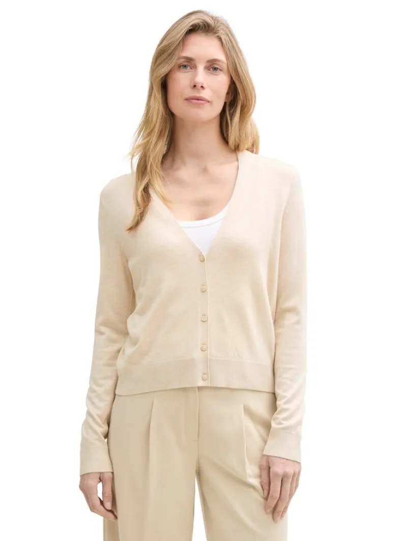 Tom Tailor Pullover & Sweatshirts*Cardigan mit V-Ausschnitt summer beige melange