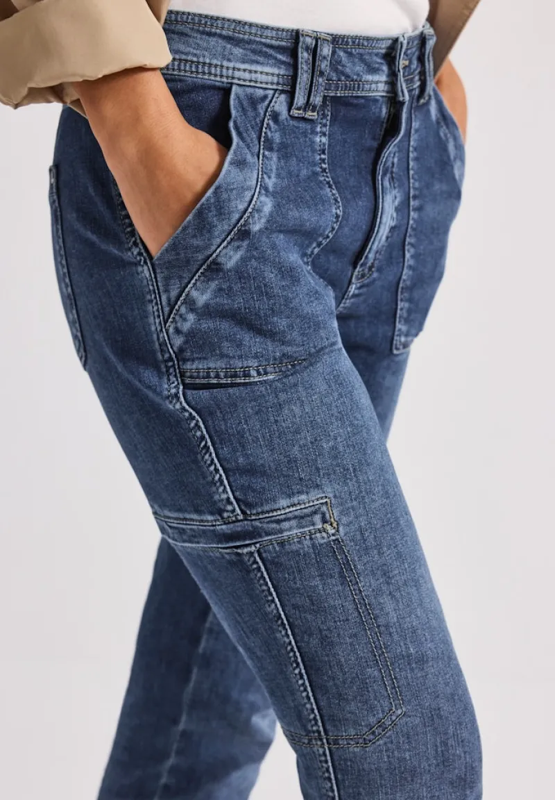 Street One Jeans*Cargo Jeans im Loose Fit dark blue authentic washed