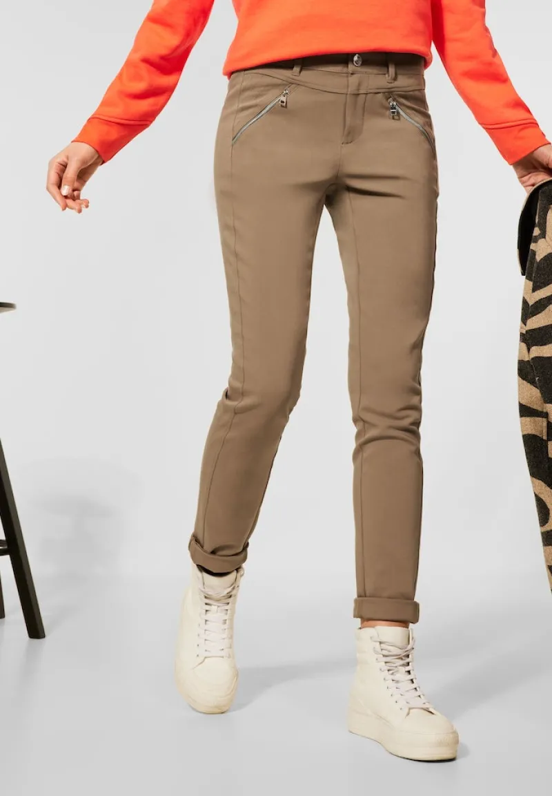 Street One Hosen*Casual Fit Hose mit Zipper nu sand
