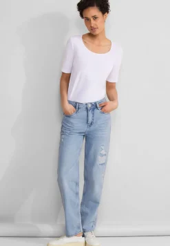 Street One Jeans*Casual Fit used Jeans light blue destroyed