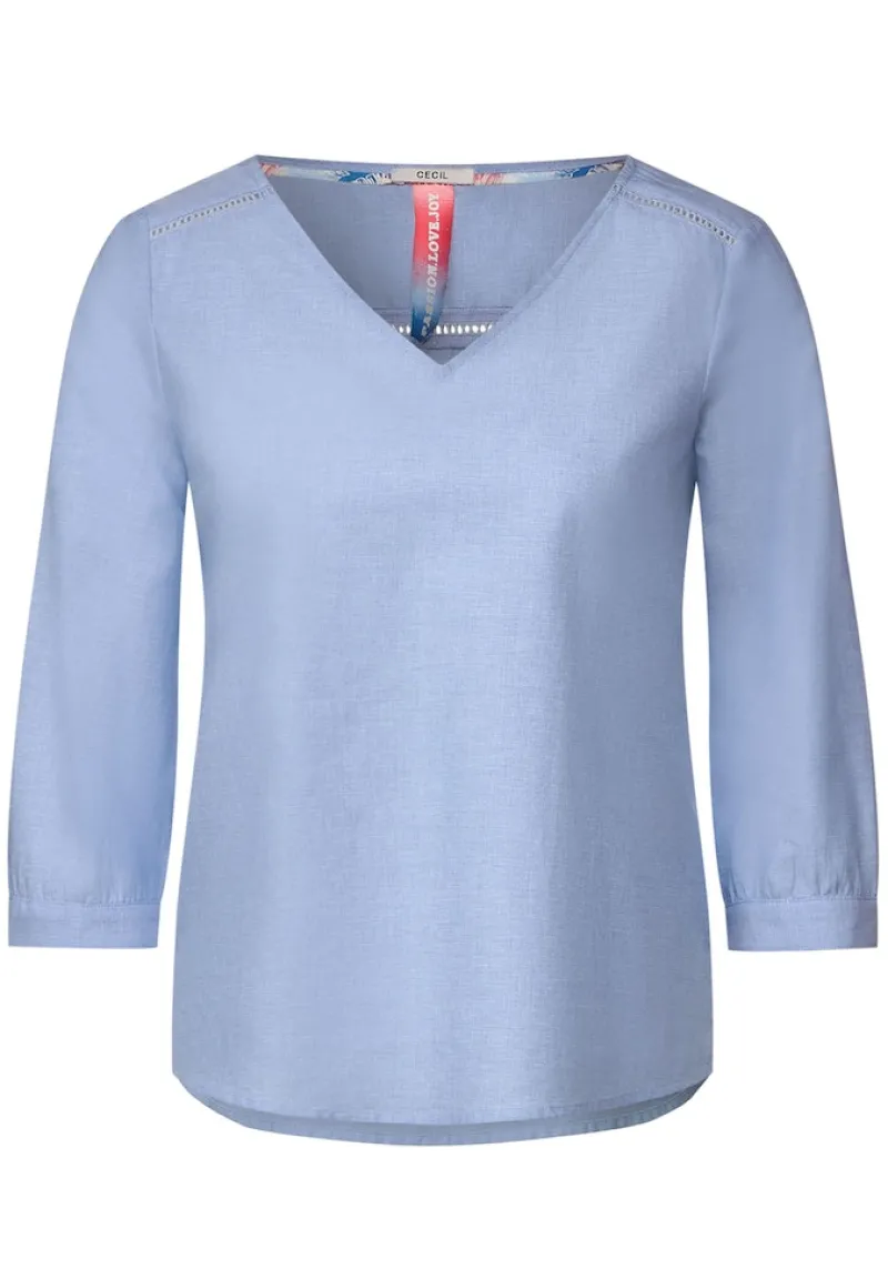 Cecil Blusen*Chambrée V-Neck Bluse blue