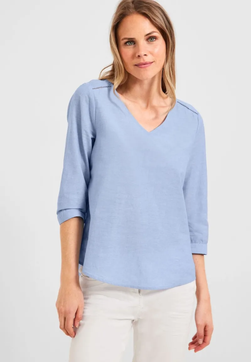 Cecil Blusen*Chambrée V-Neck Bluse blue
