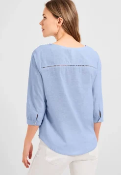 Cecil Blusen*Chambrée V-Neck Bluse blue
