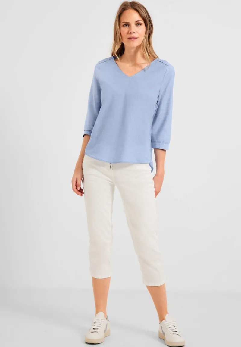 Cecil Blusen*Chambrée V-Neck Bluse blue