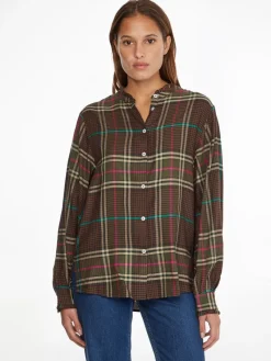 Tommy Hilfiger Blusen*CHECK FLANNEL BLOUSE LS large pop check army green large pop checkarmy green
