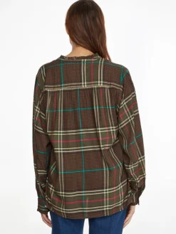 Tommy Hilfiger Blusen*CHECK FLANNEL BLOUSE LS large pop check army green large pop checkarmy green