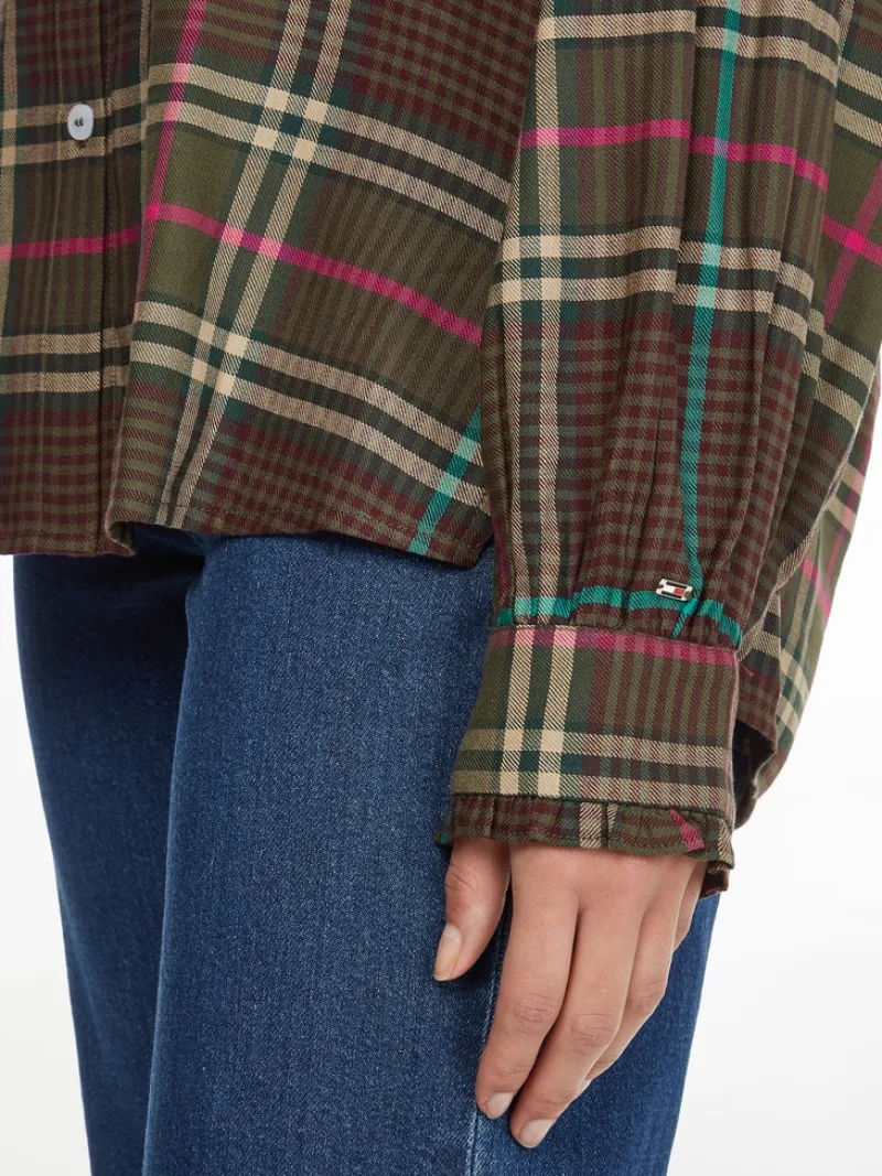 Tommy Hilfiger Blusen*CHECK FLANNEL BLOUSE LS large pop check army green large pop checkarmy green