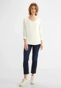 Street One Blusen*Chiffon Materialmix Shirt off white