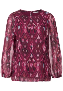 Street One Blusen*Chiffonbluse mit Ikat-Print tamed berry