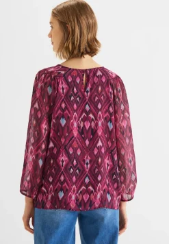 Street One Blusen*Chiffonbluse mit Ikat-Print tamed berry