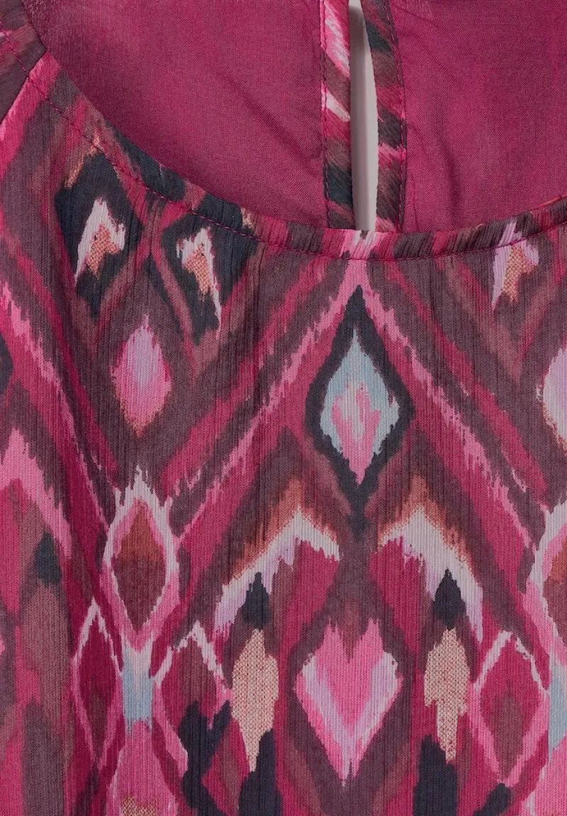 Street One Blusen*Chiffonbluse mit Ikat-Print tamed berry