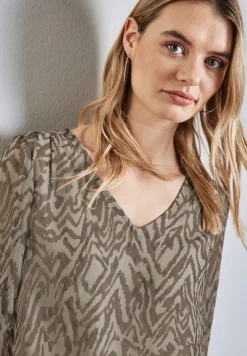 Street One Blusen*Chiffon-Bluse mit Raffung honey sand