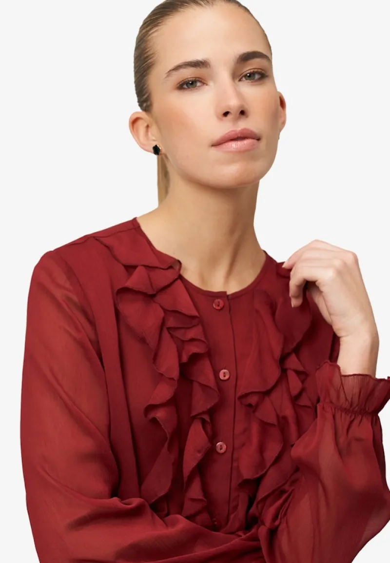 Zero Blusen*Chiffonbluse mit Volants cabernet