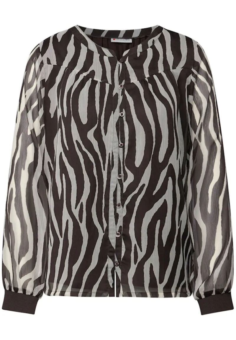 Street One Blusen*Chiffonbluse mit Zebra Print deep roast brown