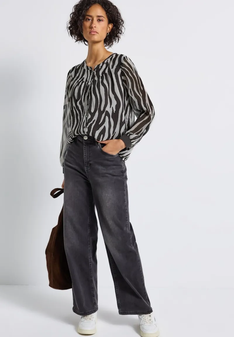 Street One Blusen*Chiffonbluse mit Zebra Print deep roast brown