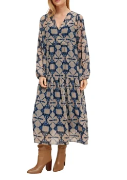 Comma Kleider*Chiffonkleid mit Unterkleid Blau