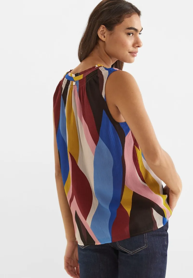 Street One Blusen*Chiffontop mit Print foxy red