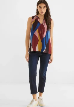 Street One Blusen*Chiffontop mit Print foxy red