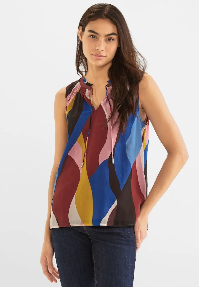 Street One Blusen*Chiffontop mit Print foxy red