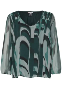 Street One Blusen*Chiffon-Tunika mit Print hunter green