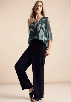 Street One Blusen*Chiffon-Tunika mit Print hunter green