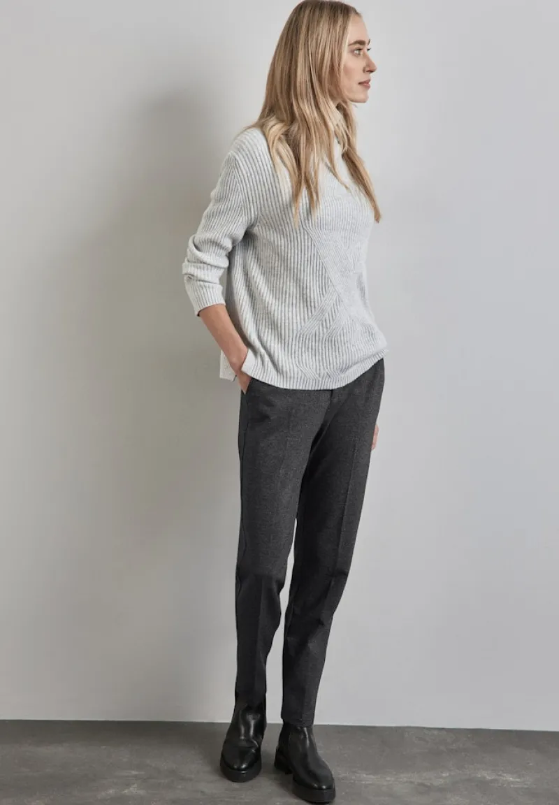 Street One Hosen*Chino im Melange-Look Black