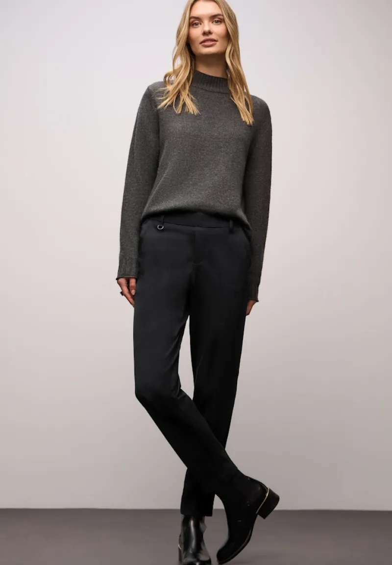 Street One Hosen*Chino mit Tape-Detail Black