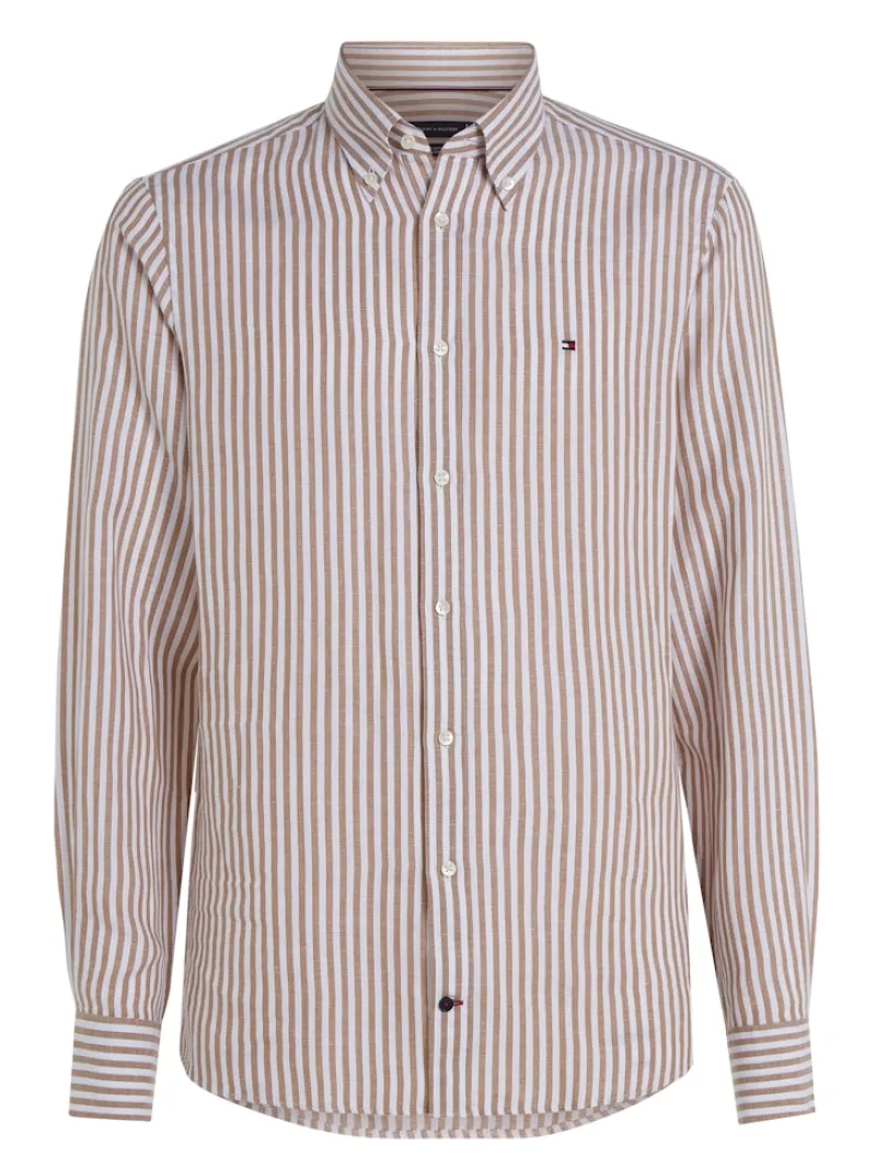 Tommy Hilfiger Hemden|Big Boys*CL W-COTTON LINEN STRIPE SHIRT dark dune - optic white