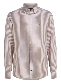 Tommy Hilfiger Hemden|Big Boys*CL W-COTTON LINEN STRIPE SHIRT dark dune - optic white