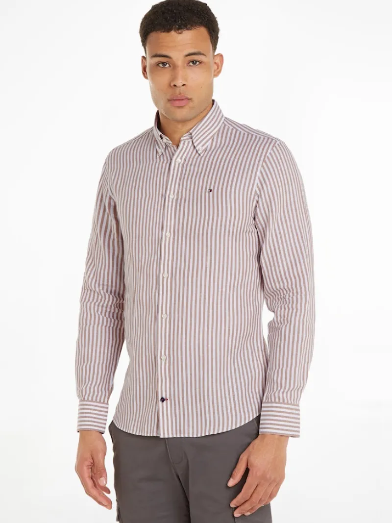 Tommy Hilfiger Hemden|Big Boys*CL W-COTTON LINEN STRIPE SHIRT dark dune - optic white