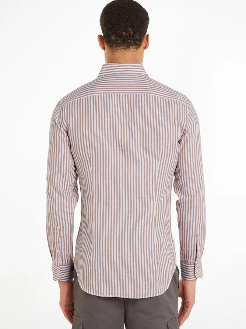 Tommy Hilfiger Hemden|Big Boys*CL W-COTTON LINEN STRIPE SHIRT dark dune - optic white