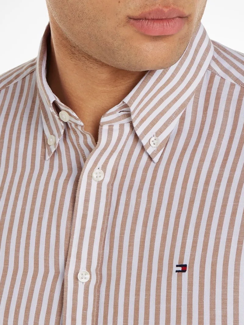 Tommy Hilfiger Hemden|Big Boys*CL W-COTTON LINEN STRIPE SHIRT dark dune - optic white