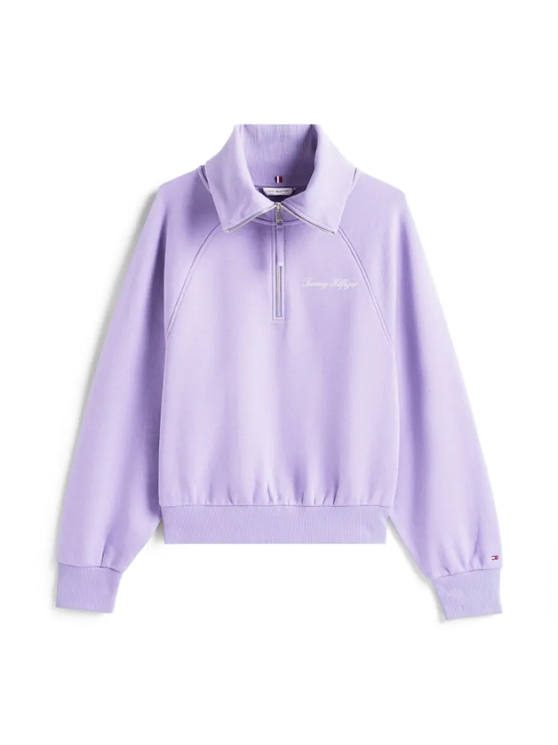 Tommy Hilfiger Pullover & Sweatshirts*CLASSIC SCRIPT FLEECE HALF-ZIP lavender ash