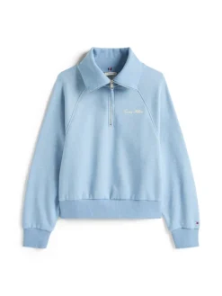 Tommy Hilfiger Pullover & Sweatshirts*CLASSIC SCRIPT FLEECE HALF-ZIP brisk blue heather