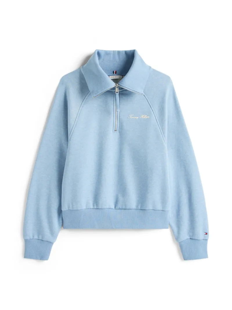 Tommy Hilfiger Pullover & Sweatshirts*CLASSIC SCRIPT FLEECE HALF-ZIP brisk blue heather
