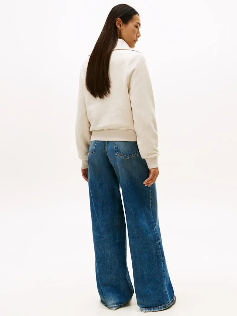 Tommy Hilfiger Pullover & Sweatshirts*CLASSIC SCRIPT FLEECE HALF-ZIP heather oatmilk