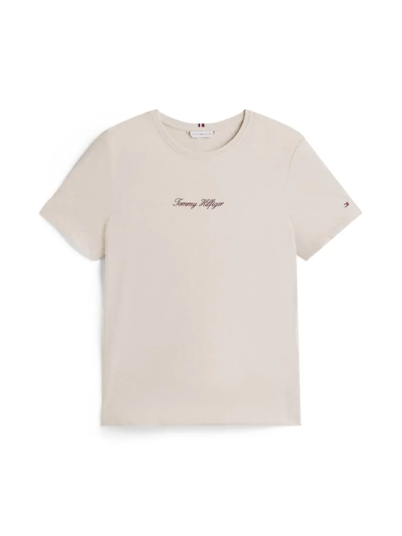 Tommy Hilfiger Shirts*CLASSIC SCRIPT REG SS TEE heather oatmilk