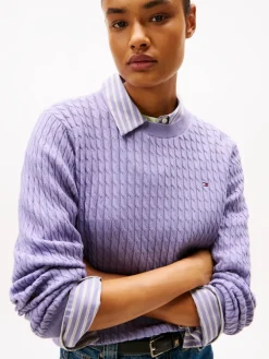 Tommy Hilfiger Pullover & Sweatshirts*CO CABLE FINE GG C-NK LS SWT lavender ash