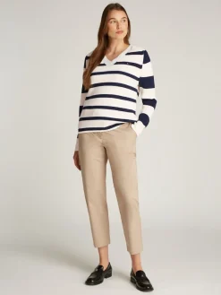 Tommy Hilfiger Pullover & Sweatshirts*CO CARDI FINE GG LS V-NK SWT ivory petal-dark night navy stp