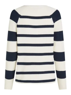 Tommy Hilfiger Pullover & Sweatshirts*CO CARDI FINE GG LS V-NK SWT ivory petal-dark night navy stp
