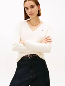 Tommy Hilfiger Pullover & Sweatshirts*CO CARDI FINE GG LS V-NK SWT ivory petal