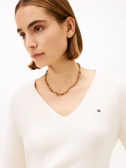 Tommy Hilfiger Pullover & Sweatshirts*CO CARDI FINE GG LS V-NK SWT ivory petal