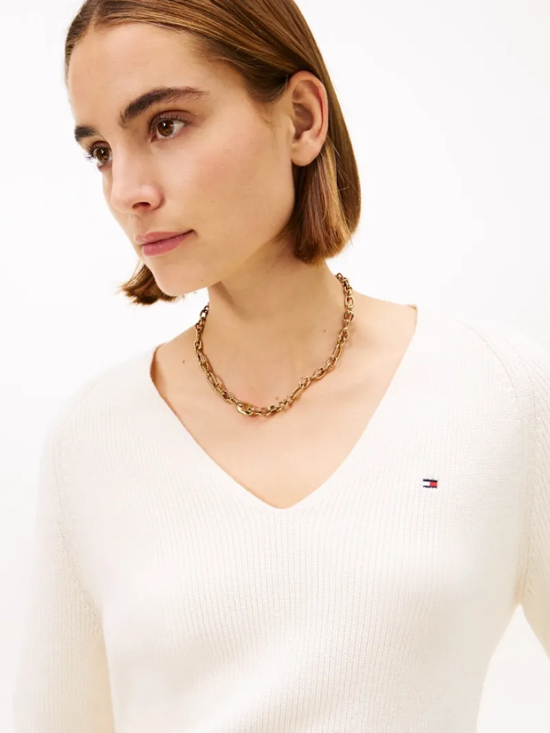 Tommy Hilfiger Pullover & Sweatshirts*CO CARDI FINE GG LS V-NK SWT ivory petal