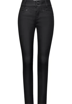 STREET ONE STUDIO Hosen*Coated Slim Fit Hose Black