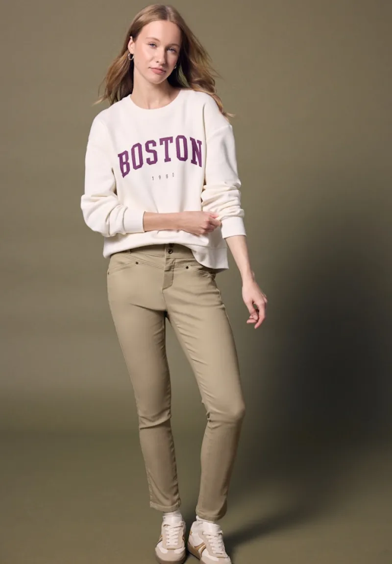 STREET ONE STUDIO Hosen*Coated Slim Fit Hose dark morn beige