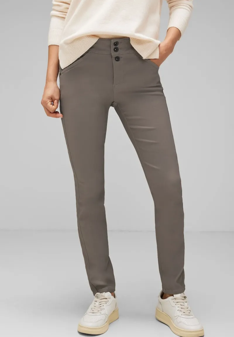 Street One Hosen*Coating Slim Fit Hose shiny sandy mocca