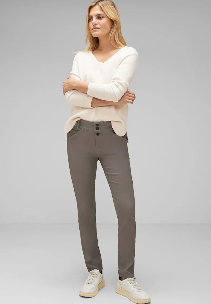 Street One Hosen*Coating Slim Fit Hose shiny sandy mocca
