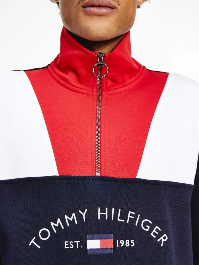 Tommy Hilfiger Pullover & Sweatshirts*COLOR BLOCK MOCK NECK red - multi