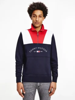 Tommy Hilfiger Pullover & Sweatshirts*COLOR BLOCK MOCK NECK red - multi