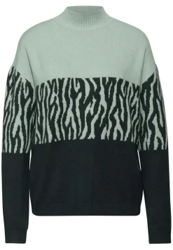 Street One Pullover & Sweatshirts*Color-Block Jacquard Sweater evernight green